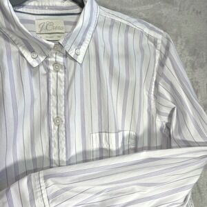 J. Crew Classic Fit Striped Button Down Shirt Womens 8 Purple White long sleeve